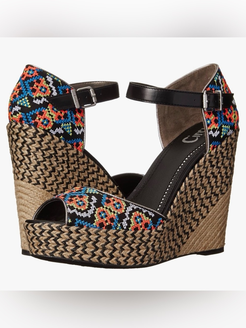 Circus by Sam Edelman Black Multi Embroidered Sutton Wedges